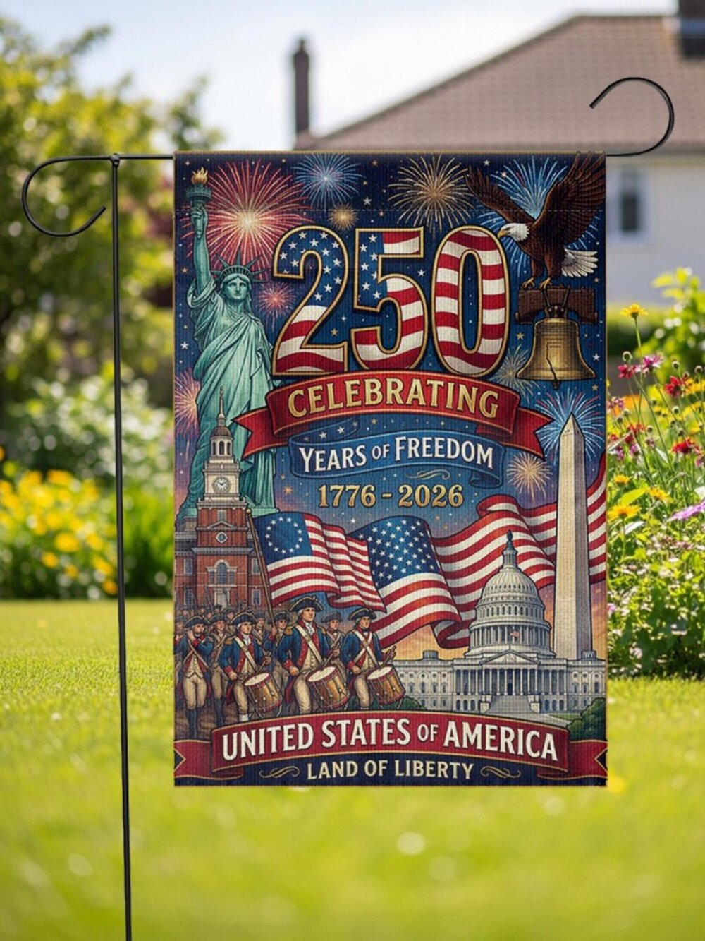 250 Celebrating Year Of Freedom July 4th Garden Flag